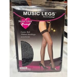 Music Legs Style 7900 Black Fishnet Suspender Pantyhose – One Size